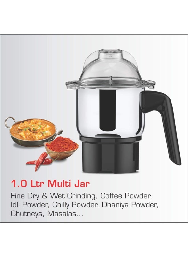 فيديم Vidiem Jumbo Mix Pro 1000W Mixer Grinder (Black) | 3 Leakproof Jars | Self-Locking Jars for Wet & Dry Grinding | Double Lid Lock | 1-Year Warranty | Heavy-Duty Motor - Image 3